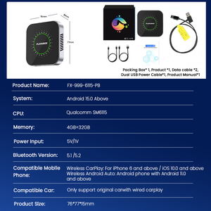 PlayAiBox Qualcomm 6115 กล่องแอนดรอยด์ CarPlayAndroid 15 Tbox 4G +32GB พร้อมแอปมากมาย กล่องวิดีโอ AI อะแดปเตอร์ไร้สาย - Product Image 6