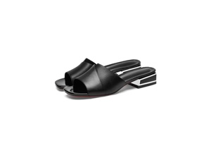 <span class=keywords><strong>Sandali</strong></span> scorrevoli in pelle Open-Toe in stile moderno con ciabatte metalliche con tacco Block - Product Image 5