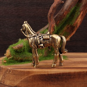 Brass Horse Figurine Zodiac Tea Pet Feng Shui <b>Decoration</b> Living Room Ornament Compact Design Single Piece Package - Product Image 3