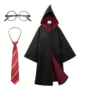 Conjunto de Disfraz de Cosplay de 4 Piezas para Niño, Personaje de Película, Mago con Túnica, Corbata, Gafas y Varita Mágica para Halloween, Talla Infantil - Product Image 1