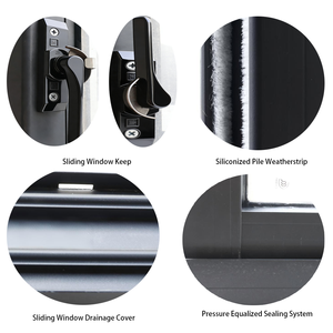 หน้าต่างบานเลื่อนอลูมิเนียม ฉนวนกันความร้อน กระจกสองชั้น กันเสียง ได้รับมาตรฐาน Energy Star ลูกล้อรับน้ำหนักมาก แผงกระจกขนาดใหญ่ - Product Image 3