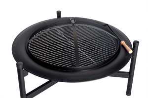 SEJR 32 بوصة حديقة سوداء سلة النار حفرة مع مقبض خشب بوكر 81X81X58cm - Product Image 3