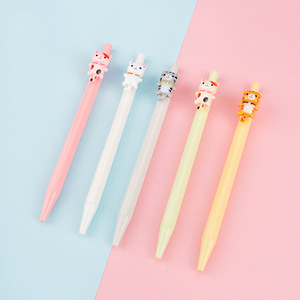 Penna a Sfera con Animali Cartoon, Carina e Creativa in PVC Morbido, Penna in Plastica a Forma di Gatto, Logo Personalizzabile - Product Image 1