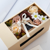 Cadeau de fête des mères lot de 2 bougies en cire de soja fleur artificielle rose mariage fête d'anniversaire coffret cadeau bougies