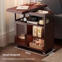 Table basse moderne pliante en bois avec bordure frangée, petite table à thé domestique