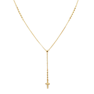 Collar con colgante de cruz en forma de Y de plata de ley 925 CANNERs, cadena de cuentas, estilo simple y moderno para mujer, collar para clavícula. - Product Image 1