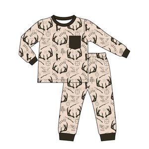 Vêtements pour enfants personnalisables, ensemble pyjama en deux pièces à thème <span class=keywords><strong>chasse</strong></span> au cerf, tenue de pyjama pour bébé garçon, vêtements de boutique pour enfants - Product Image 1