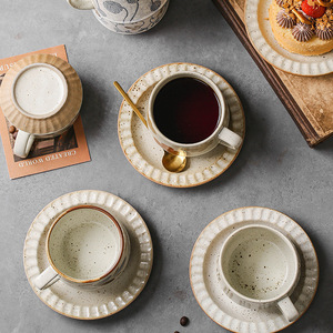 Vente directe d'usine tasse à café en céramique moderne écologique avec soucoupe poterie grossière motif solide pour un usage domestique - Product Image 4