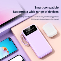 Banque d'alimentation portable avec 4 câbles intégrés, 10000mAh, 22.5W, double USB, charge rapide, pour iPhone 15