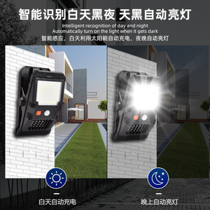 Solar Powered Outdoor <b>Wall</b> <b>Light</b> With Sensor 1001mAh-1600mAh <b>Battery</b> Waterproof For Courtyard Street Lighting - Product Image 3
