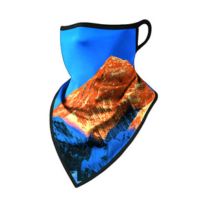Écharpe triangulaire imprimée avec boucles d'oreilles, 42cm x 28cm, protection solaire, masque de cyclisme en plein air, unisexe pour adultes - Product Image 3