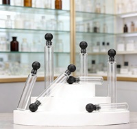 Prix usine 2025 – Flacons d'échantillons d'huile de parfum en verre de luxe personnalisés, petits, 1ml, 2ml, 3ml, vides, rechargeables, avec couvercle noir rond en forme de boule