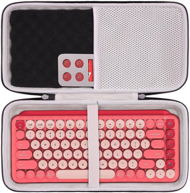 Shockproof Hard Shell Keyboard Carrying Case, Portable Storage Box with Inner Mesh Compartments and Secure Strap