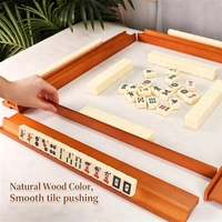 Supports de Mahjong avec poussoirs, ensemble de règle américaine en bois de 18 pouces, tige de poussée et organisateur de cartes deux-en-un