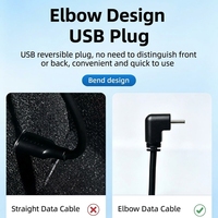 Câble de données USB-A vers Type-C coudé, charge rapide 3A, coudure à 90 degrés, matériau PVC, pour téléphones Android prenant en charge la transmission de données