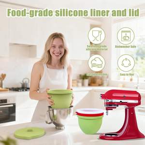 Inserts en silicone Mix <span class=keywords><strong>Aid</strong></span> pour les mélangeurs Kitchenaid à tête inclinée de 5 pintes, inserts de bol en silicone de remplacement, les bols de mélangeur ne sont plus nécessaires - Product Image 2