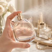 Flacon de parfum vide de haute qualité, aspect cartoon, 100 ml, flacon en verre transparent, col bouclé, flacon pulvérisateur de parfum avec bouchon sphérique