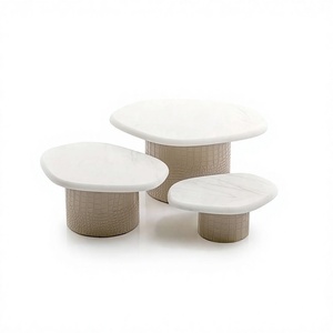 Soporte para pasteles de madera color marrón con tapa de mármol, soporte para servir postres del fabricante y proveedor en India. - Product Image 1