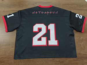 เสื้อเจอร์ซีย์อเมริกันฟุตบอลแฟชั่นสไตล์เรโทร สตรีทแวร์ ทรงหลวม ไหล่ตก โอเวอร์ไซส์ ทรงบ็อกซี่ ครอป ระบายอากาศได้ดี พิมพ์ลาย แขนสั้น - Product Image 2