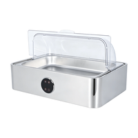 Commerciële rechthoekige elektrische chafing dish met droge verwarming, buffetwarmer van roestvrij staal met GN-pan en transparant deksel.