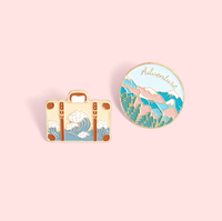 Lencana Kerah Tema Petualangan, Pin Enamel Perjalanan, Cetak UV, Tema Buah, Pegunungan, Ombak, Motif Berkemah, Tahun Baru Imlek