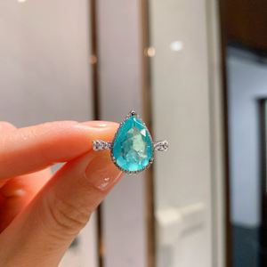 Elegant Fashion Jewelry Eco-friendly Copper 12-10MM Sea Blue Zircon Floral Pendant <b>Earrings</b> Set Women's Bridal Jewelry Set - Product Image 5