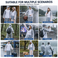 Imperméable léger en PEVA transparent, imperméable, réutilisable, avec capuche, pour adultes