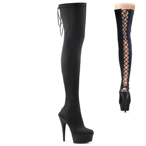 Bottines hautes avec lacets à l'arrière Danseuse exotique Talons plateforme de 15 cm pour femmes <span class=keywords><strong>Bottes</strong></span> sexy pour boîte de nuit Pole dance Cross-<span class=keywords><strong>dressing</strong></span> - Product Image 1