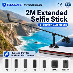 2026 Nuevo Soporte Extensible de 2M para Selfie con Triple Ventosa de Gel de Silicona para Techo de Coche, Vista de Tercera Persona para <span class=keywords><strong>Insta360</strong></span> X4/X3/X2/<span class=keywords><strong>One</strong></span> <span class=keywords><strong>X</strong></span> - Product Image 1