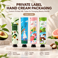 Tube d'emballage personnalisé en aluminium et plastique laminé pour crème pour les mains, 30 ml, haute barrière, avec bouchon à vis, imprimé UV, contenant à paroi droite