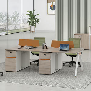 Estaciones de Trabajo, Muebles de Oficina Elegantes, <span class=keywords><strong>Escritorio</strong></span> Esquinero <span class=keywords><strong>Recto</strong></span> para Estudiantes y Personal, Mesa de Oficina de Dos Plazas <span class=keywords><strong>con</strong></span> Base de Carbón y Patas Negras - Product Image 3