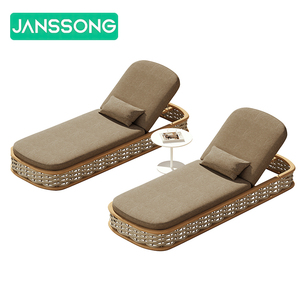 Lit de salon en rotin mobilier d'extérieur lit de bronzage en bois meubles au bord de la piscine chaises longues en plein air lit de jour meubles de patio chaise longue en <span class=keywords><strong>teck</strong></span> - Product Image 6