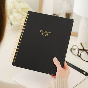 Agenda Giornaliera 2025 Promozionale Blu con Lamina Oro Rosa, Copertina Rigida in Pelle, 100 Fogli, Formato A5 B5, Calendario a Spirale, Regalo My Note - Product Image 3