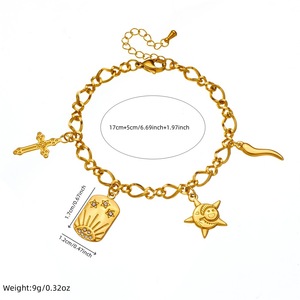 Fine Charm Bracelet Gold Plated Cross Sun Starfish Pendant For Women Everyday Wear Stainless Steel Jewelry B1638 - Product Image 4