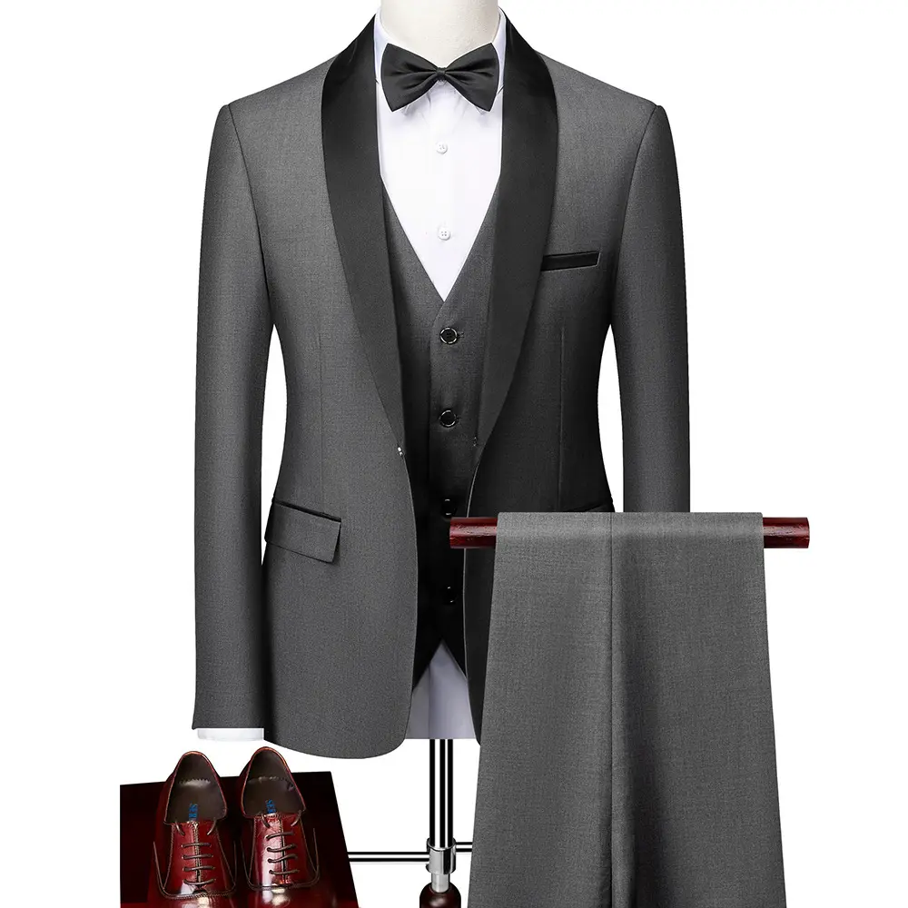 Trajes de boda de hombre blanco rojo (chaqueta + + pantalón chaleco), esmoquin de boda con solapa para novio, traje de fiesta de negocios, 3 piezas