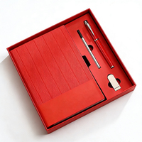 Ensemble cadeau d'entreprise personnalisé en cuir PU orange, carnet A5, vente en gros, ensemble de carnets de luxe promotionnels pour entreprises avec stylo