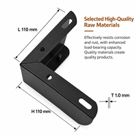 Pieds de meubles en forme de L de 55 mm, angle droit, en fer noir mat avec patins pour canapé, armoire, chaise et table, installation facile