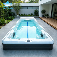 Piscine de nage à contre-courant extérieure à double pompe haute performance pour une expérience de natation illimitée et des sièges de hydromassage relaxants