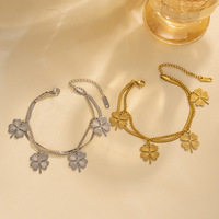 Gelang Baja Anti Karat Model Clover Dua Lapis