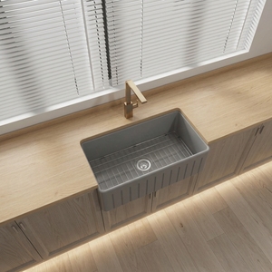 Fregadero de Cocina de 33 Pulgadas de Arcilla Refractaria Estilo Granja con Frente Reversible <span class=keywords><strong>para</strong></span> Suministro Comercial - Product Image 1