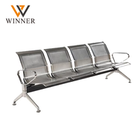 Banc d'attente en acier inoxydable 3 places pour hôpital, clinique, aéroport, avec structure métallique, chaise de réception pour usage extérieur