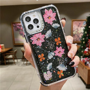 Mơ ba-trong-một nền đen hoa thật điện thoại di động Trường hợp cho iPhone - Product Image 4