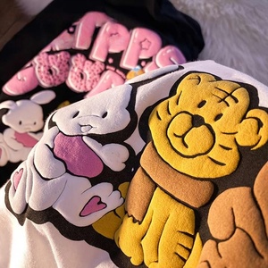 男性用夏服100% コットンプレーン特大TシャツヘビーウェイトTシャツカスタムフォーム3Dスクリーンロゴパフプリント男性用 - Product Image 3