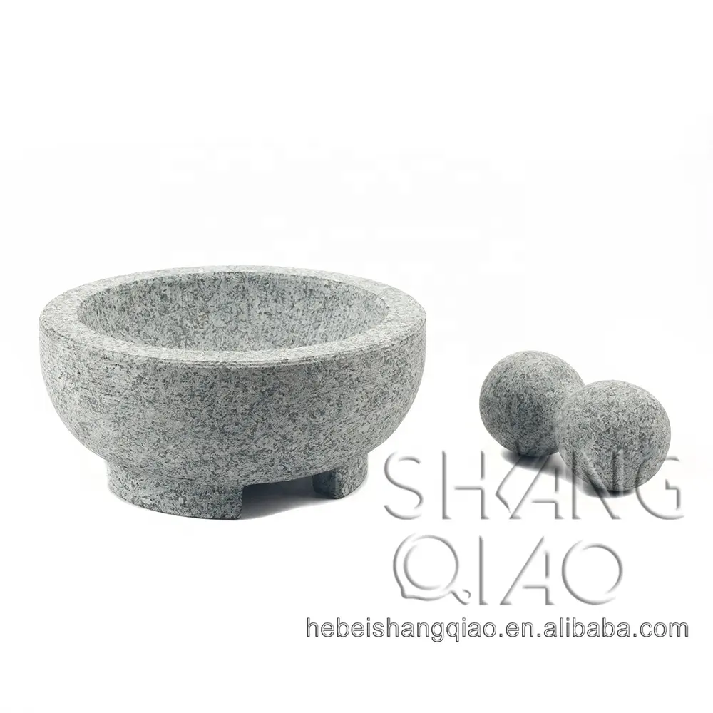 Hot Selling Natural Granite Molcajete Guacamole Mortar and Pestle Mexican Molcajete