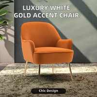 Chaise d'appoint moderne simple en tissu Teddy blanc doux Chaise de salle à manger de luxe en or blanc pour chambre à coucher salon pour meubles de maison