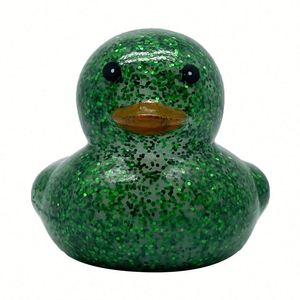 Patitos de Goma con Logotipo Personalizado, Transparentes, con Purpurina, en Forma de Pato Dorado, Patitos de Goma Verdes para Carreras - Product Image 2