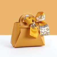 Tas Hadiah Ulang Tahun Kulit PU Mini 12*13*6Cm yang Dapat Didaur Ulang dengan Pita - Portabel untuk Halloween, Natal, Imlek, Permen