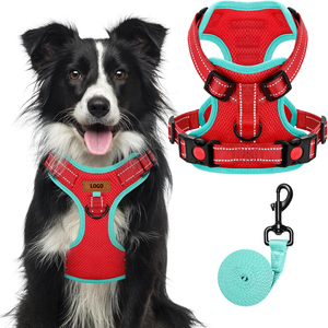 Hiphoppet No-Pull Clip Hond Harnas Met Handvat Reflecterende Verstelbare Gesp Zacht Gewatteerd Vest Hond Borst Harnas Riem Set - Product Image 1