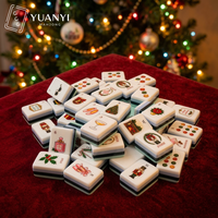 Jeu de Mahjong Américain de Noël, 166 tuiles, jeu de Mahjong de fête en acrylique à 3 couches avec chiffres arabes, jeu de table occidental