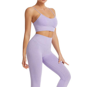 Soutien-gorge sexy sans couture personnalisé OEM vêtements de sport 2 pièces ensembles de yoga dos nu ensembles d'entraînement à fort impact pour les femmes <span class=keywords><strong>ensemble</strong></span> de gymnastique de haute qualité pour les femmes - Product Image 2